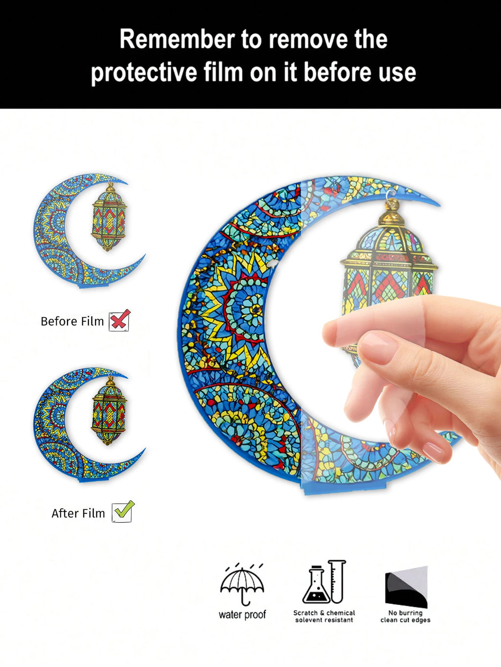 Ramadan Mubarak Decor Crescent Moon Table Ornaments with Lantern Pendant Islamic Eid Festival Home Decorations Muslim Party Gift