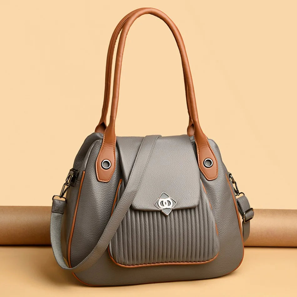 Genuine Brand Top Quality PU Leather Bags for Women Designer Top-Handle Bags Ladies Casual Tote Shoulder Crossbody Bag 2 Layers