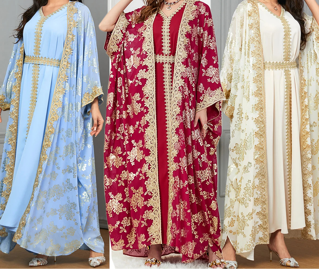 Dress for Women Abaya with Inner Dress 2 Piece Set Jalabiya bayas Robe Caftan Vestidos Largo