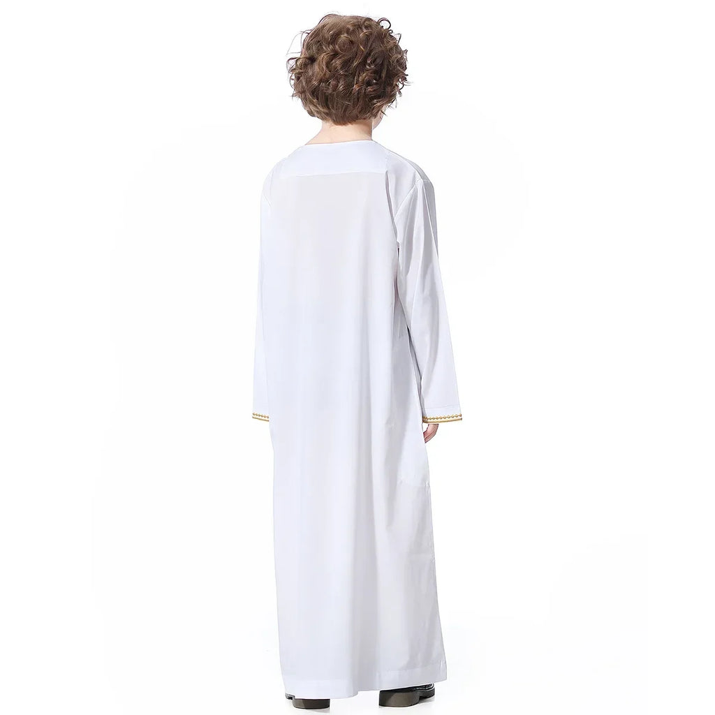 Muslim Saudi Arab Boys Robe Kids Abaya Kaftan Prayer Islam Ramadan Clothing Long Sleeve Thobe Middle East Teenage Dress Dubai