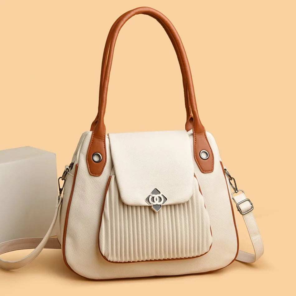 Genuine Brand Top Quality PU Leather Bags for Women Designer Top-Handle Bags Ladies Casual Tote Shoulder Crossbody Bag 2 Layers