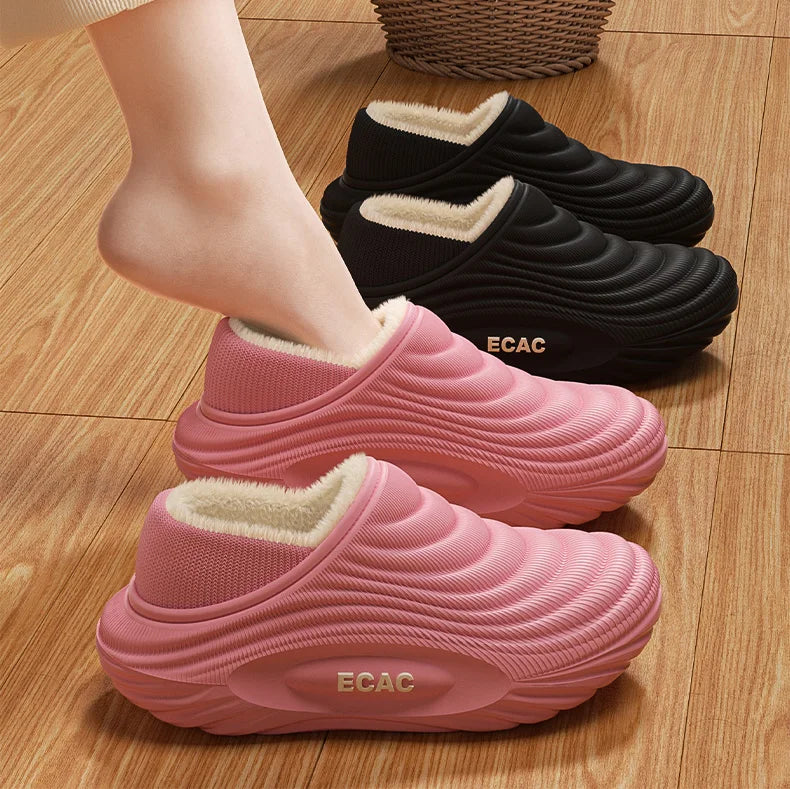 EVA Winter Slippers For Men Women Warm Fur Lined Waterproof Anti Slip Comfortable Indoor Outdoor Home Cotton Clogs Lightweight