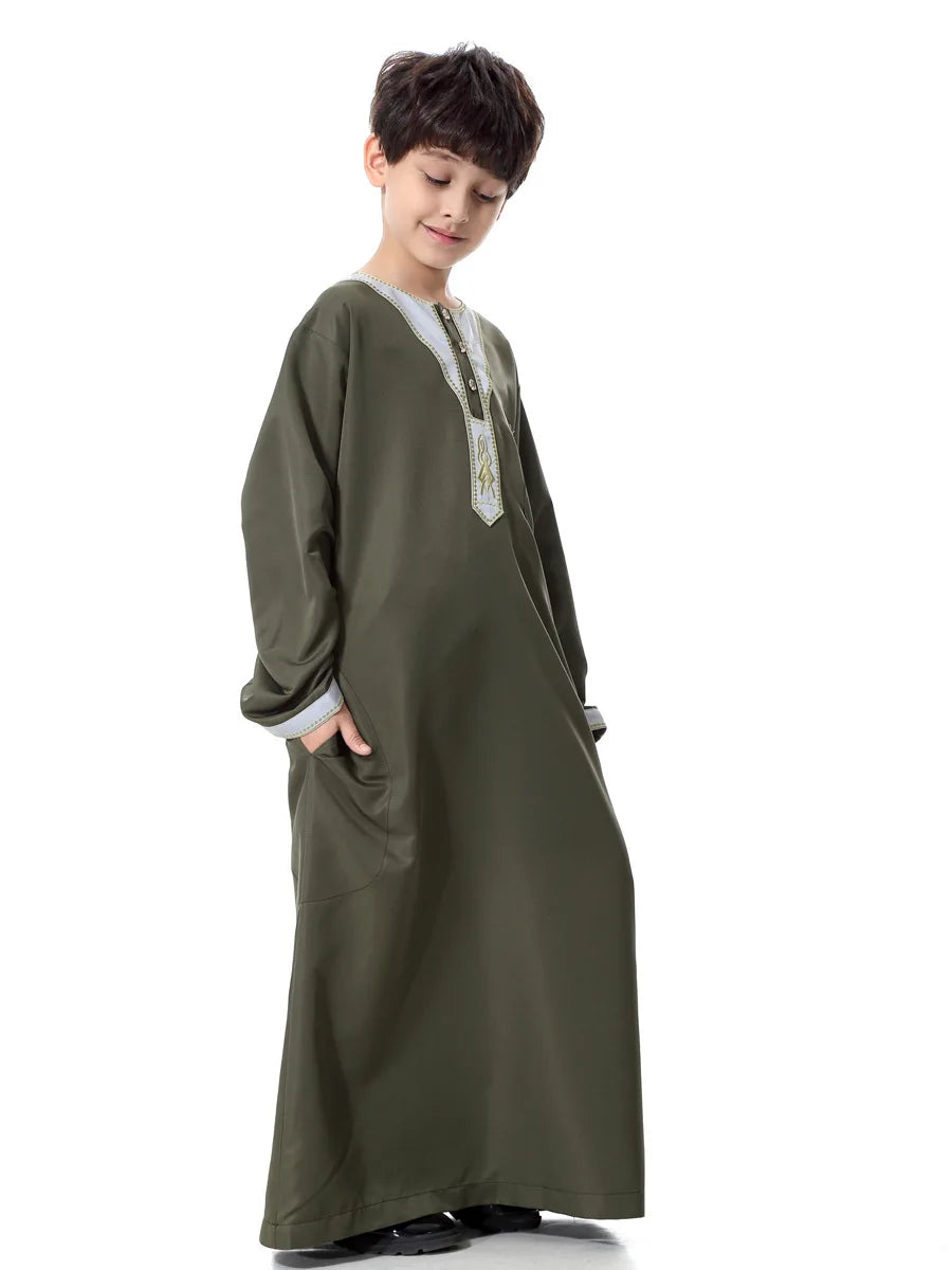 Eid Muslim Kids Abaya Jubba Thobe Dress Kimono Boy Thobe Thawb Caftan for Children Ramadan Long Robes Dress Dubai Arab 2026