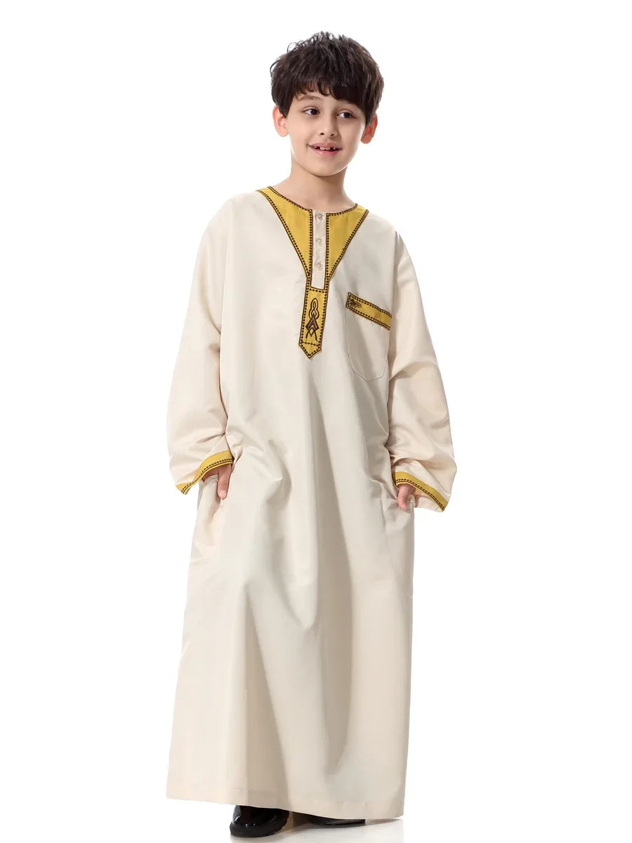 Eid Muslim Kids Abaya Jubba Thobe Dress Kimono Boy Thobe Thawb Caftan for Children Ramadan Long Robes Dress Dubai Arab 2026