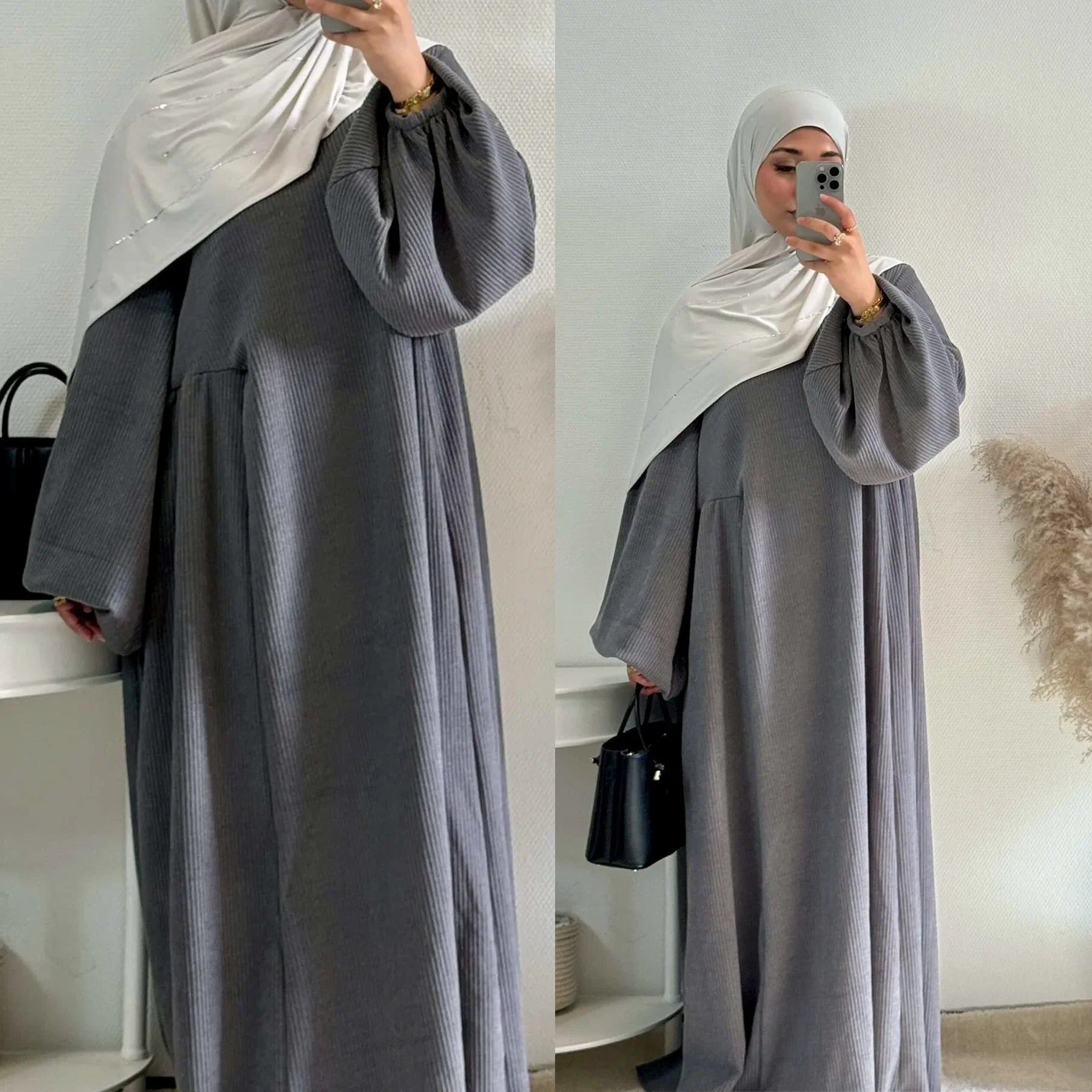 Winter Corduroy Abaya Warm Muslim Dress Closed Abayas for Women Dubai Luxury Turkey Kaftan Hijab Robe Ramadan Eid Islam Clothes