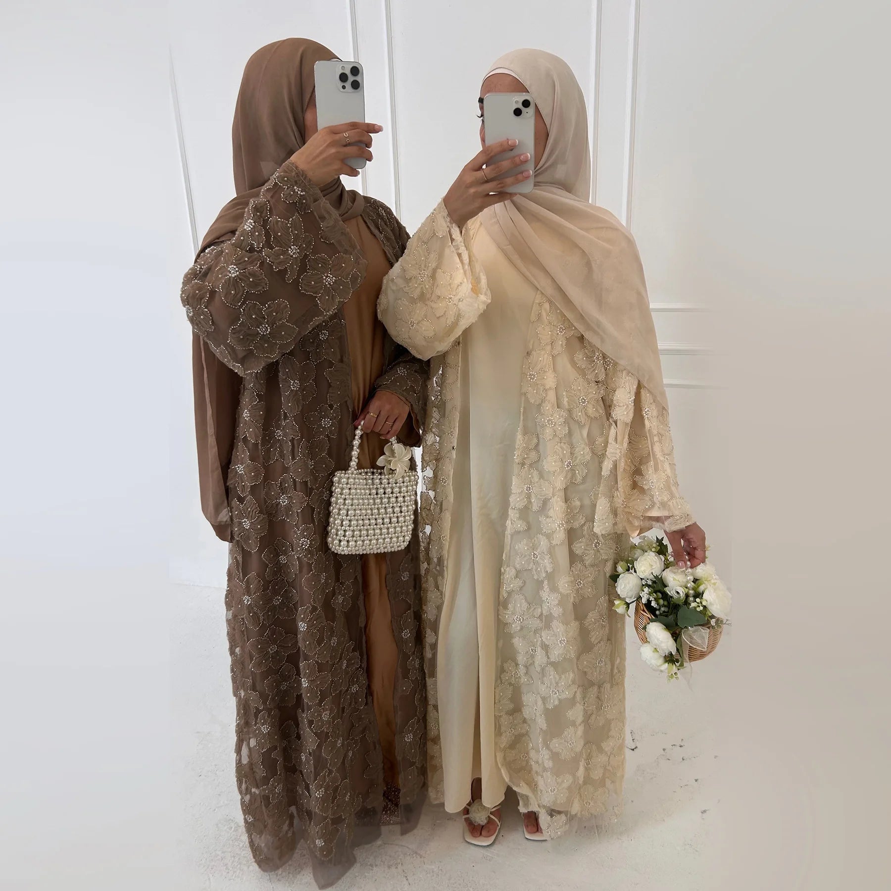 Eid Women Abaya Muslim Cardigan Dress Beading Flower Jalabiya Ramadan Vestidos Largos Islam Arab Long Robe Morocco Kaftan 2026