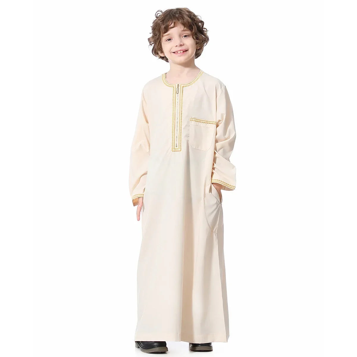 Muslim Saudi Arab Boys Robe Kids Abaya Kaftan Prayer Islam Ramadan Clothing Long Sleeve Thobe Middle East Teenage Dress Dubai