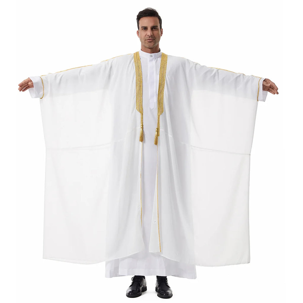 Muslim Robes for Men Long Sleeves Ethnic Black White Middle Eastern Africa Style Home Party Wear Cozy Thobe Male Clothing