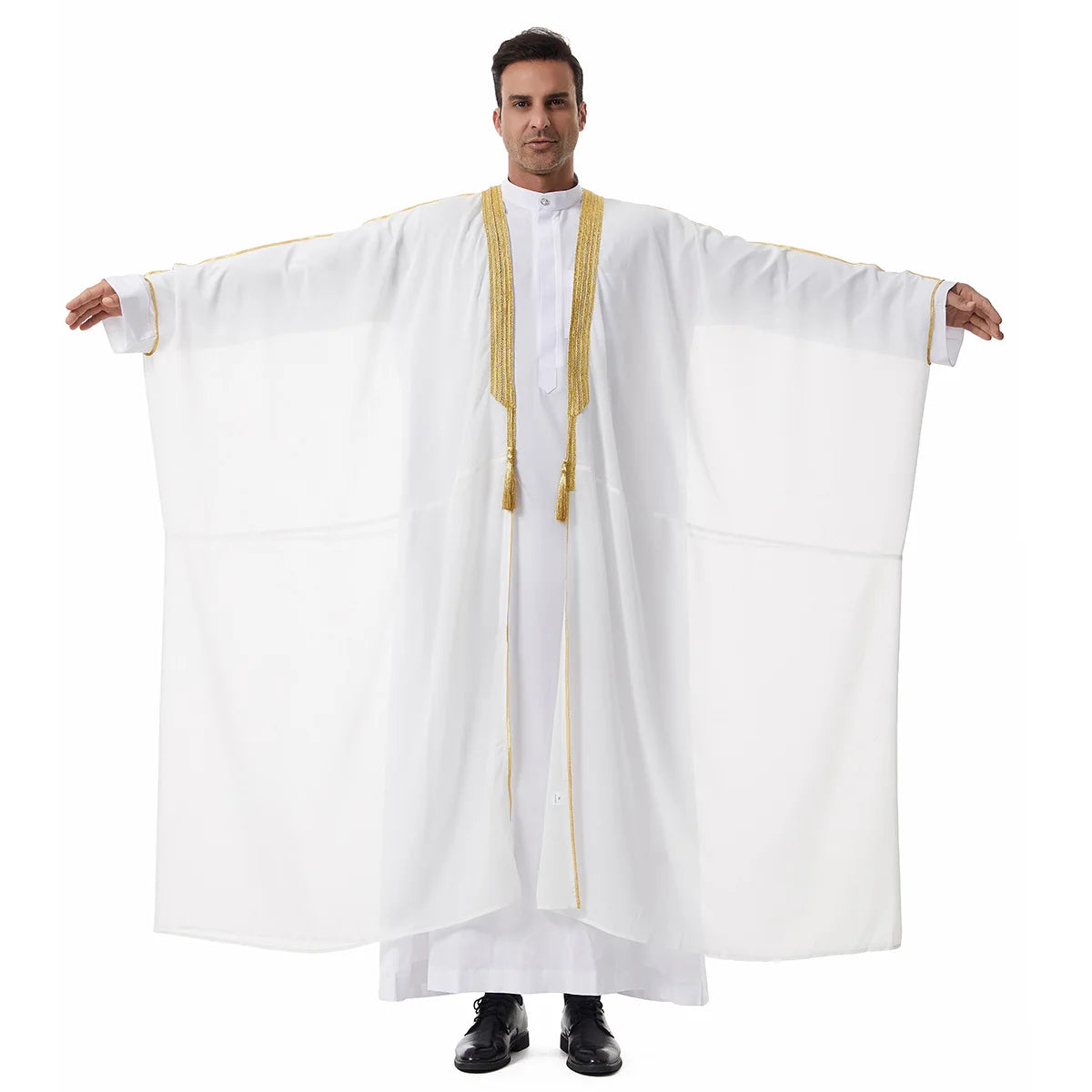 Muslim Robes for Men Long Sleeves Ethnic Black White Middle Eastern Africa Style Home Party Wear Cozy Thobe Male Clothing