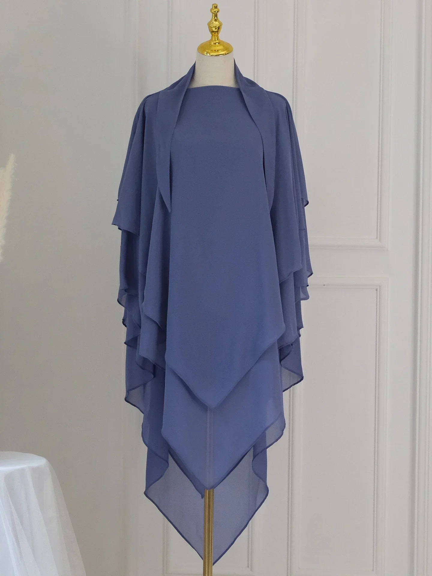 Long Khimar Women Muslim Hijab Prayer Eid 3 Layers Chiffon 2025 Hijabs Headscarf Shawl Veil Long Three-Layer Djellaba Niqab