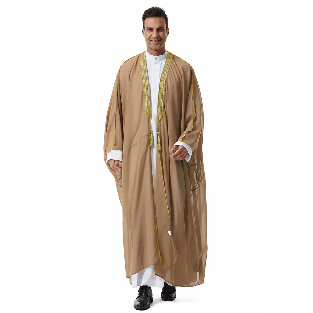 Muslim Robes for Men Long Sleeves Ethnic Black White Middle Eastern Africa Style Home Party Wear Cozy Thobe Male Clothing