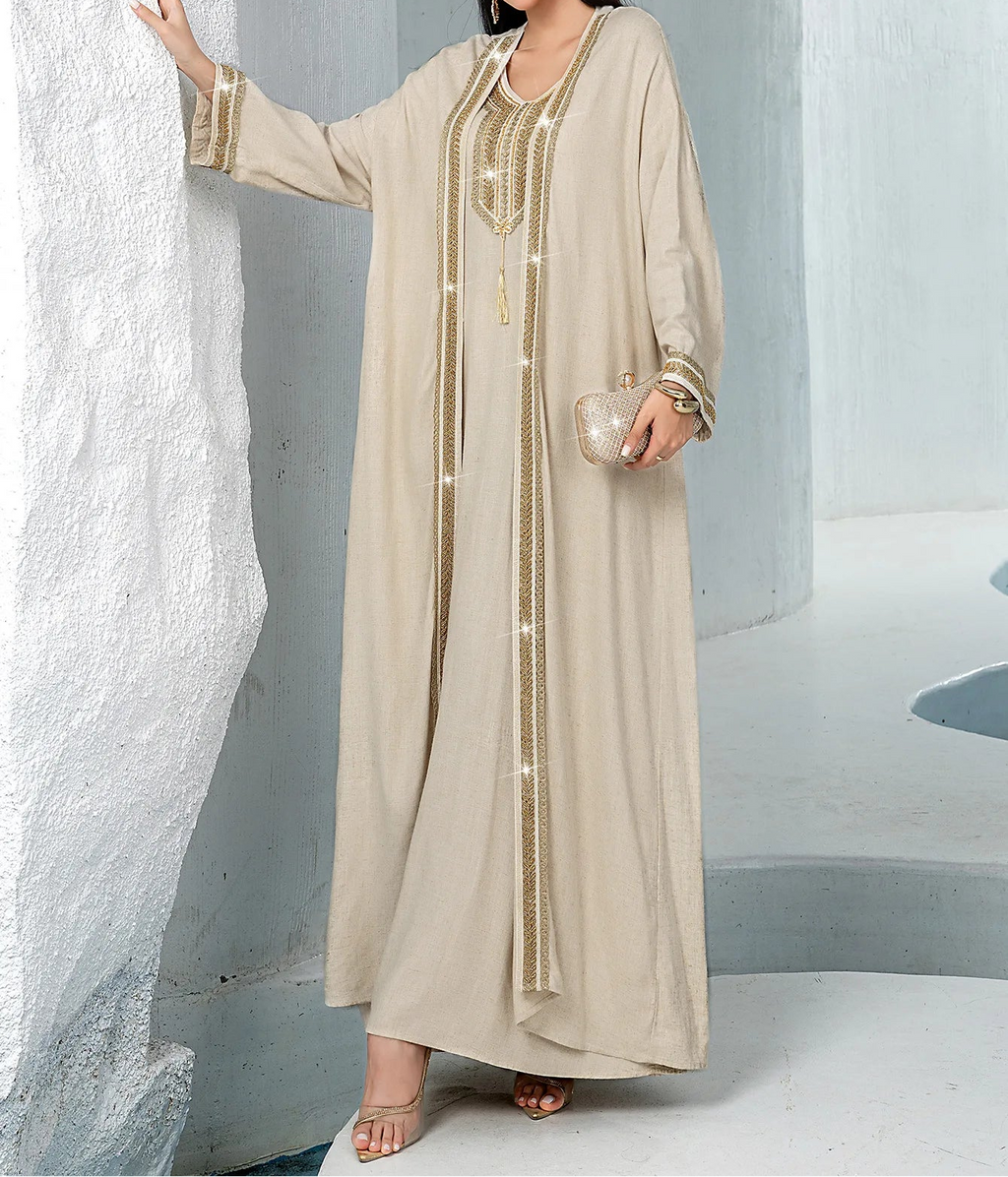 Eid Dress for Women Abaya 2 Piece Set Diamond Party Long Dresses Muslim Caftan Robe Jalabiya Ramadan Kaftan 2026 Vestidos Largos
