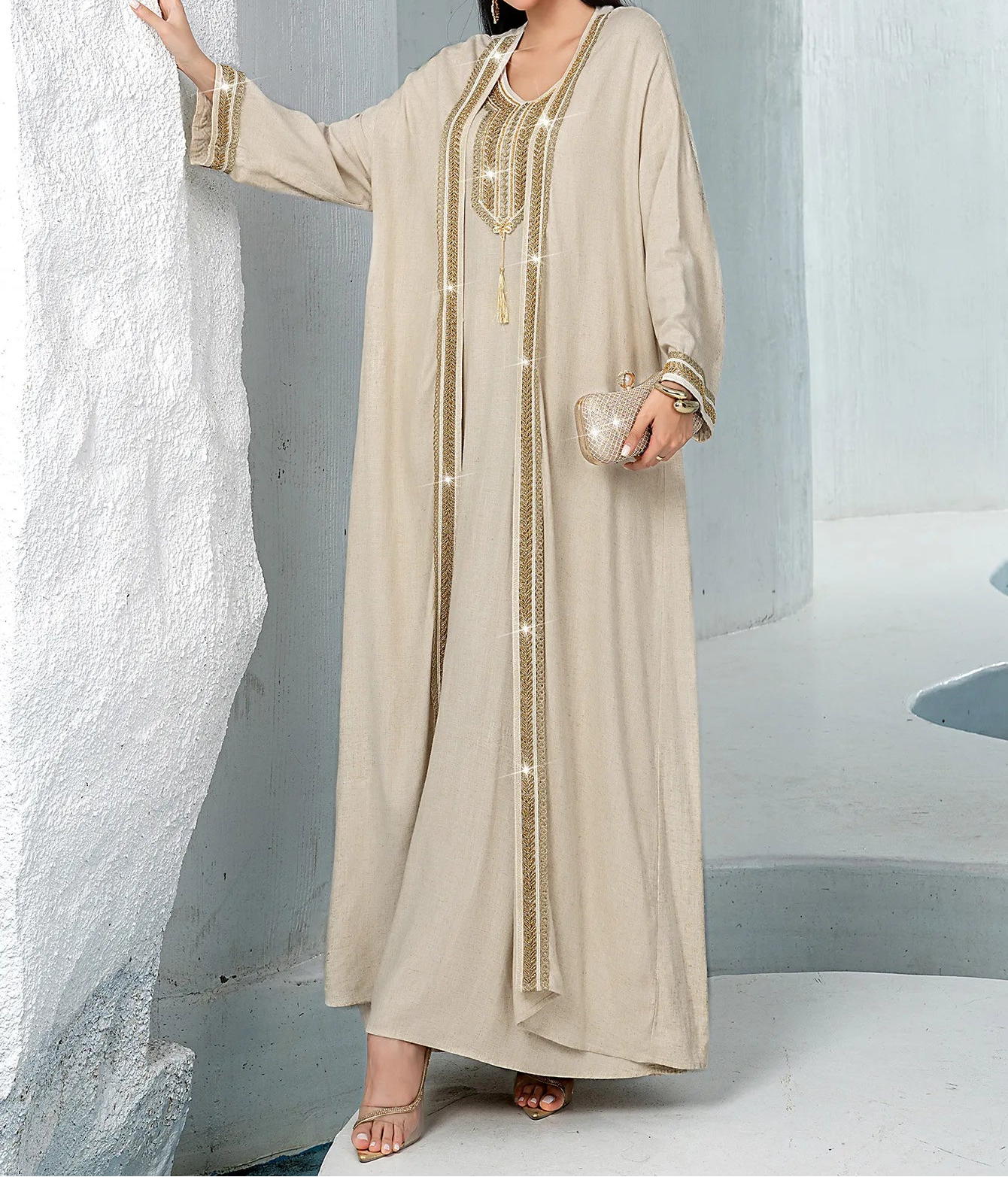 Eid Dress for Women Abaya 2 Piece Set Diamond Party Long Dresses Muslim Caftan Robe Jalabiya Ramadan Kaftan 2026 Vestidos Largos