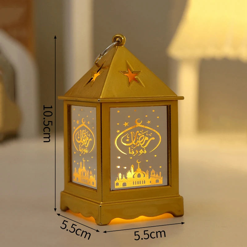 Creative Eid Mubarak Candle Lamp Ramadan Crescent Moon and Star Night Light Islamic Muslim Party Decor Eid Party Supplies