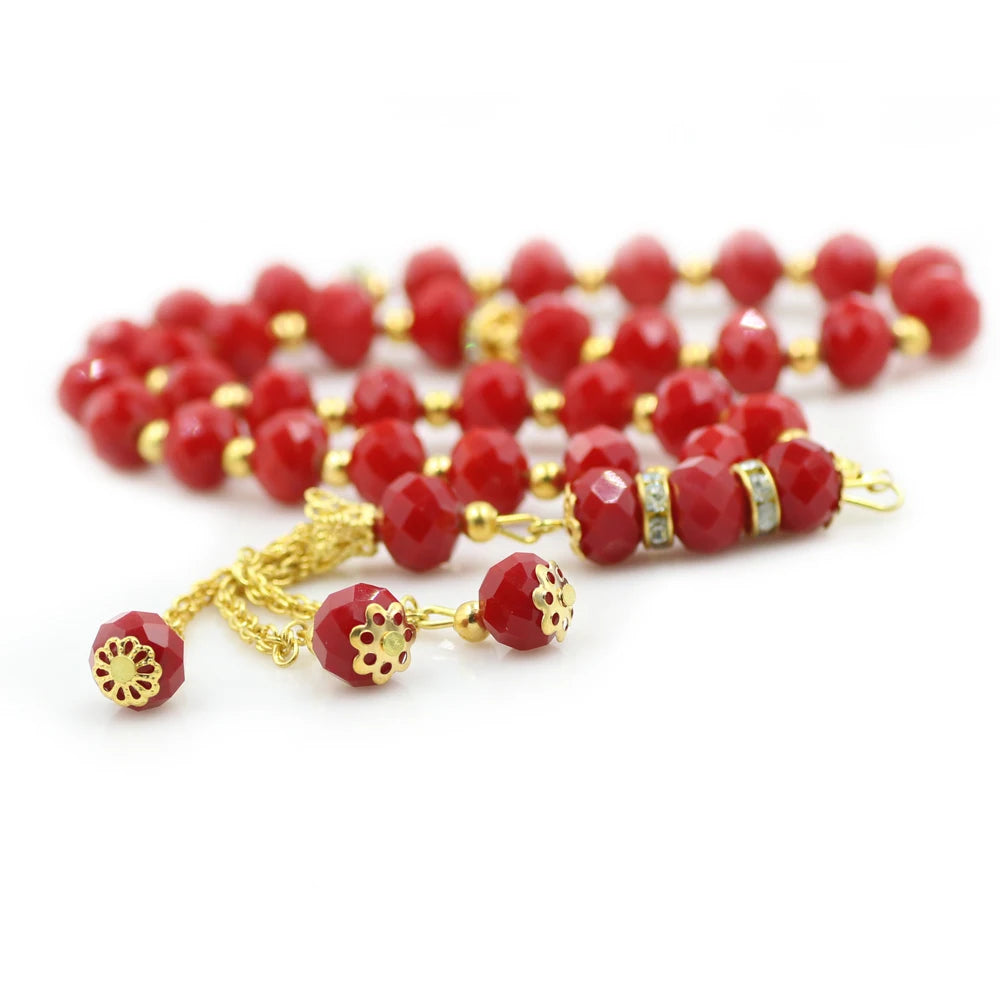 10mm 33pcs Crystal Glass Round Beads Turkish Style Muslim Rosary Islamic Prayer Bead Bracelet For Women Jewelry Accessories Gift