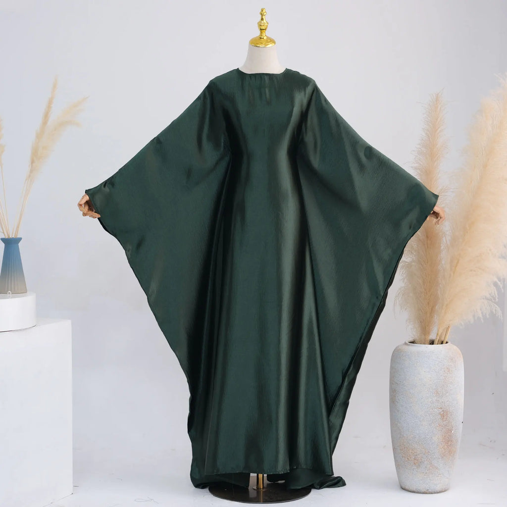 Batwing Satin Shimmer Abaya Damen Dubai Luxury Islam Muslim Kaftan Dress Women Kebaya Vestidos Djellaba Robe Femme Musulmane