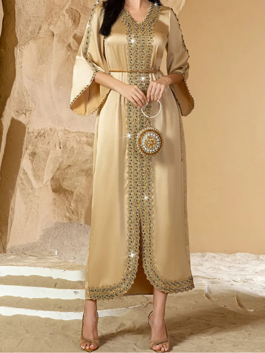 Dress for Women  Jalabiya Lace Diamond Party Dresses Abaya Long Robe Morocco Dubai Kaftan Vestidos Largos 2025