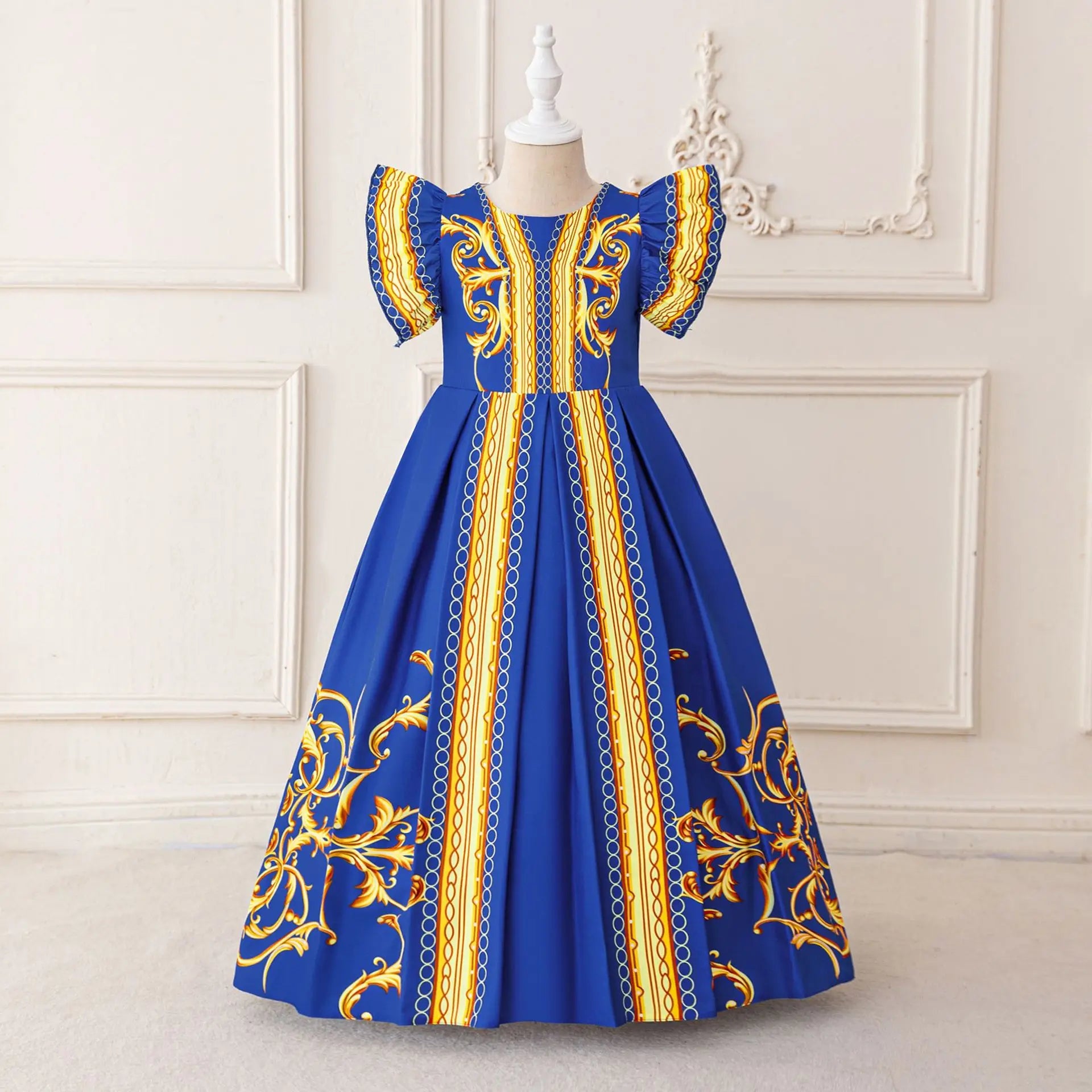 Middle East Dubai Girls Dresses Muslim Fashion Embroidery Abayas Arabic Lace Sequins Long Sleeve Gowns Kids Robe Ramadan Dresses