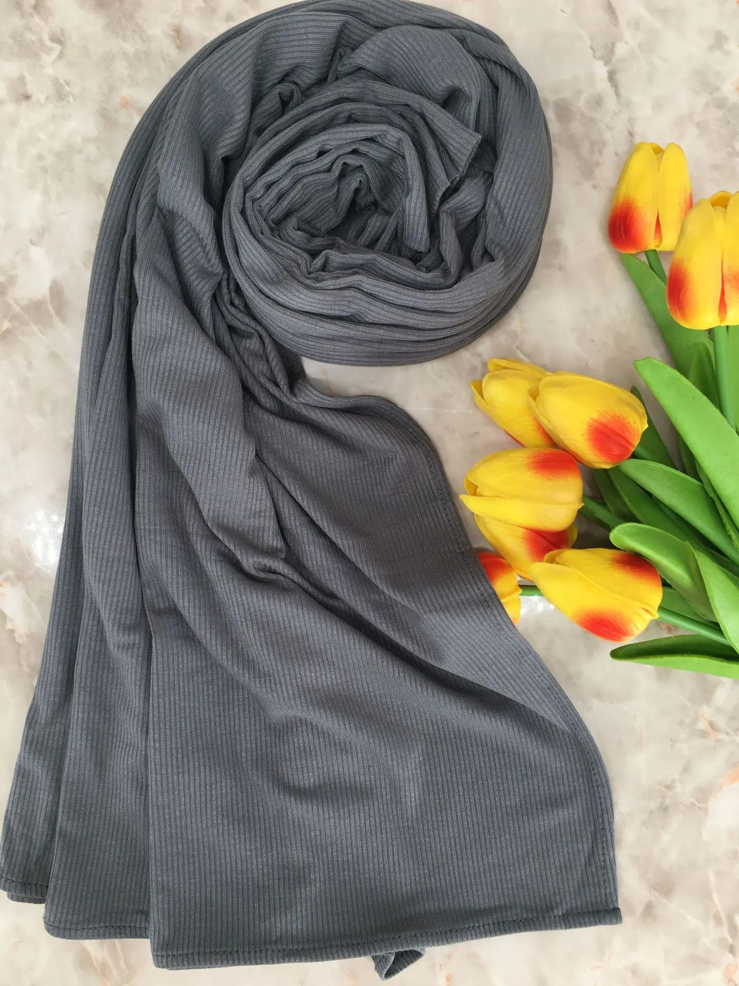 Premium Bamboo Ribbed Jersey Hijab Scarf for Women Elastic Breathable Thread Knitted Scarf Women Soft Striped Headscarf Bandana