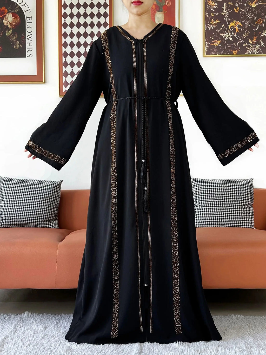 New Elegant Women Abaya Long Sleeve Chiffon Loose Open Abaya Muslim Islamic Clothing Cardigan Style Muslim Fashion Dresses