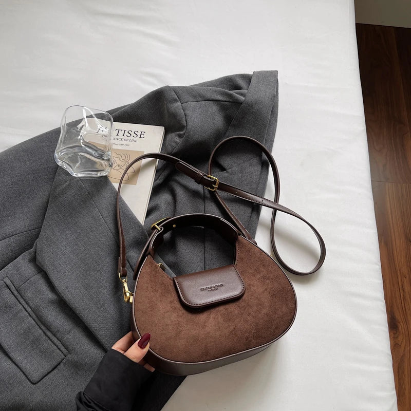 LEFTSIDE Retro PU Leather Small Saddle Bag Winter Shoulder Bag Luxury Crossbody Bag Females Luxury Handbags and Purses