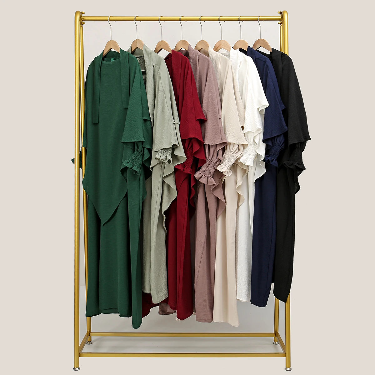 Two Piece Jilbab Prayer Set Abaya for Woman Batwing Hijab Dress Muslim Kimono Kaftan Robe Long Khimar Islam Cloth Jilbab Ramadan