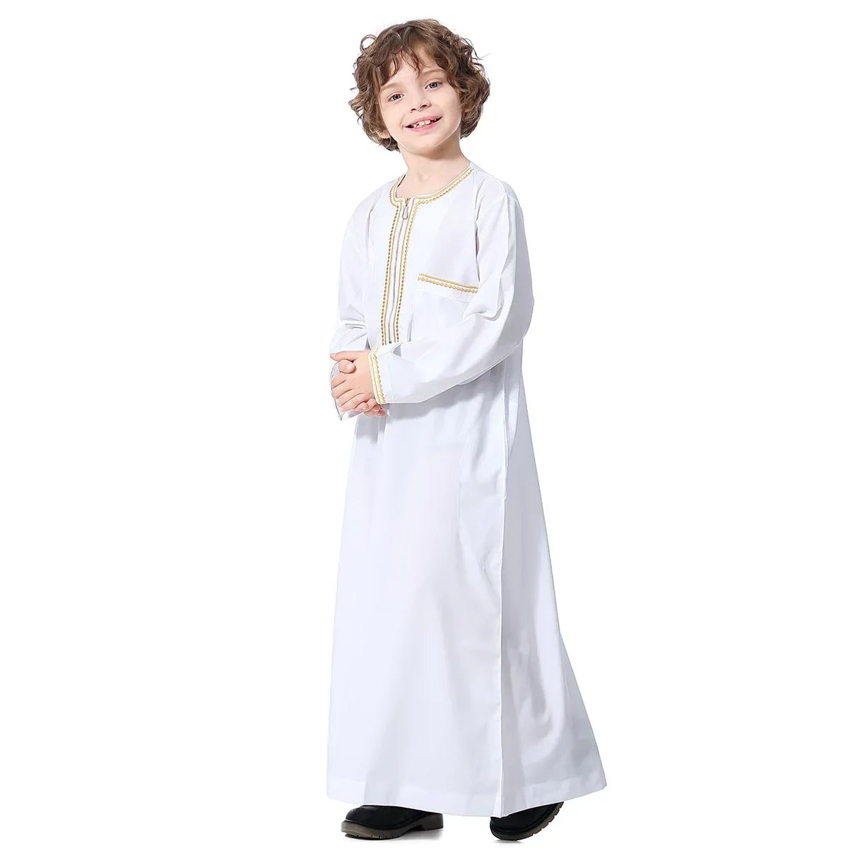 Muslim Saudi Arab Boys Robe Kids Abaya Kaftan Prayer Islam Ramadan Clothing Long Sleeve Thobe Middle East Teenage Dress Dubai