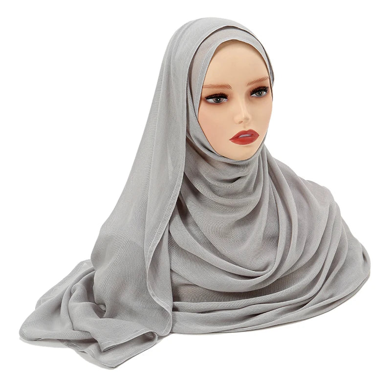 Rayon Viscose Muslim Woman Hijab Cotton Plain Musulman Scarves Solid Islamic Shawls and Wraps Soft Women's Turban Headband Veil