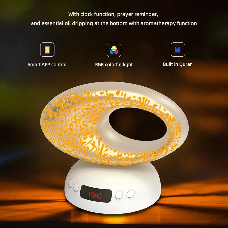 Quran Azan Clock Islamic Muslim Koran Bright Night Light Lamp Holy Bluetooth Speaker Portable Wireless Arab Ramadan Caixa De Som