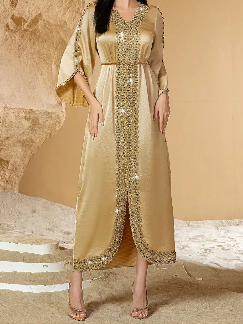 Dress for Women  Jalabiya Lace Diamond Party Dresses Abaya Long Robe Morocco Dubai Kaftan Vestidos Largos 2025