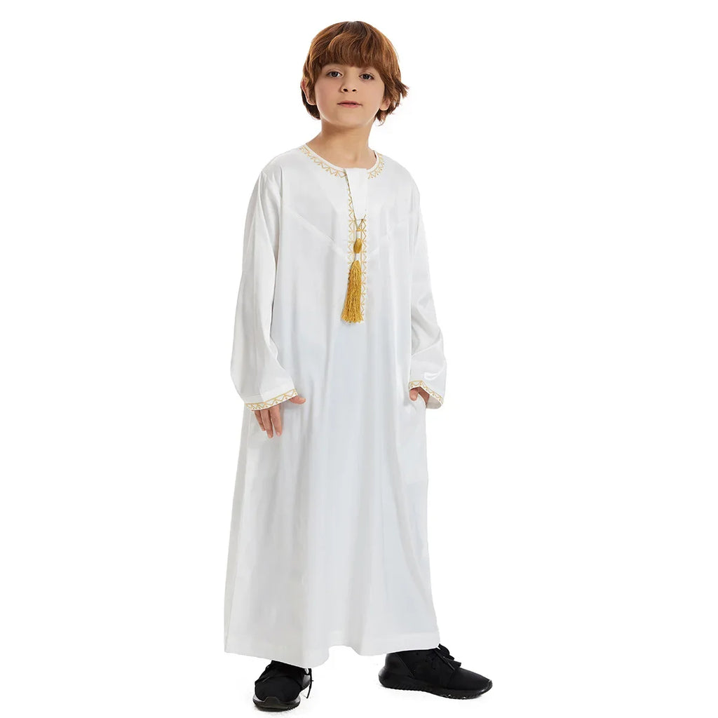 Eid Muslim Children Abaya Ramadan Jubba Prayer Thobe Boy Kids Abayas Islam Long Robe Gown Kaftan Dubai Arab Tassel Dishdasha