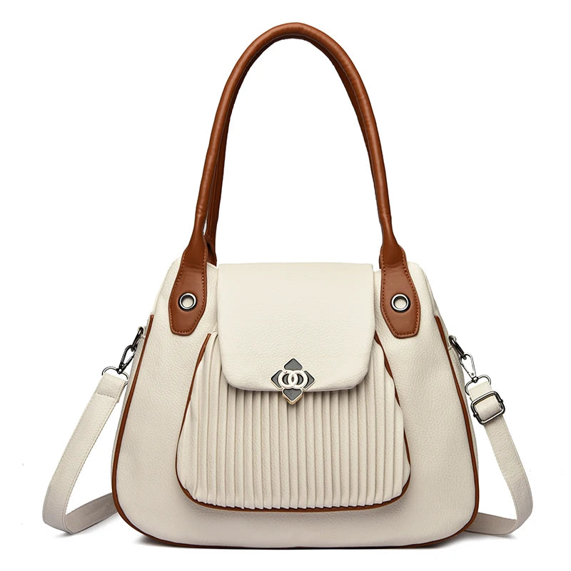 Genuine Brand Top Quality PU Leather Bags for Women Designer Top-Handle Bags Ladies Casual Tote Shoulder Crossbody Bag 2 Layers