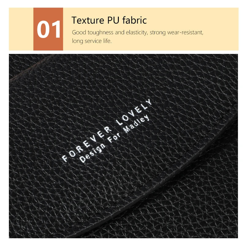 Women's Elegant PU Leather Clutch Wallet, Modern Kiss Lock & Zipper Design, Crossbody Bag With Adjustable Strap