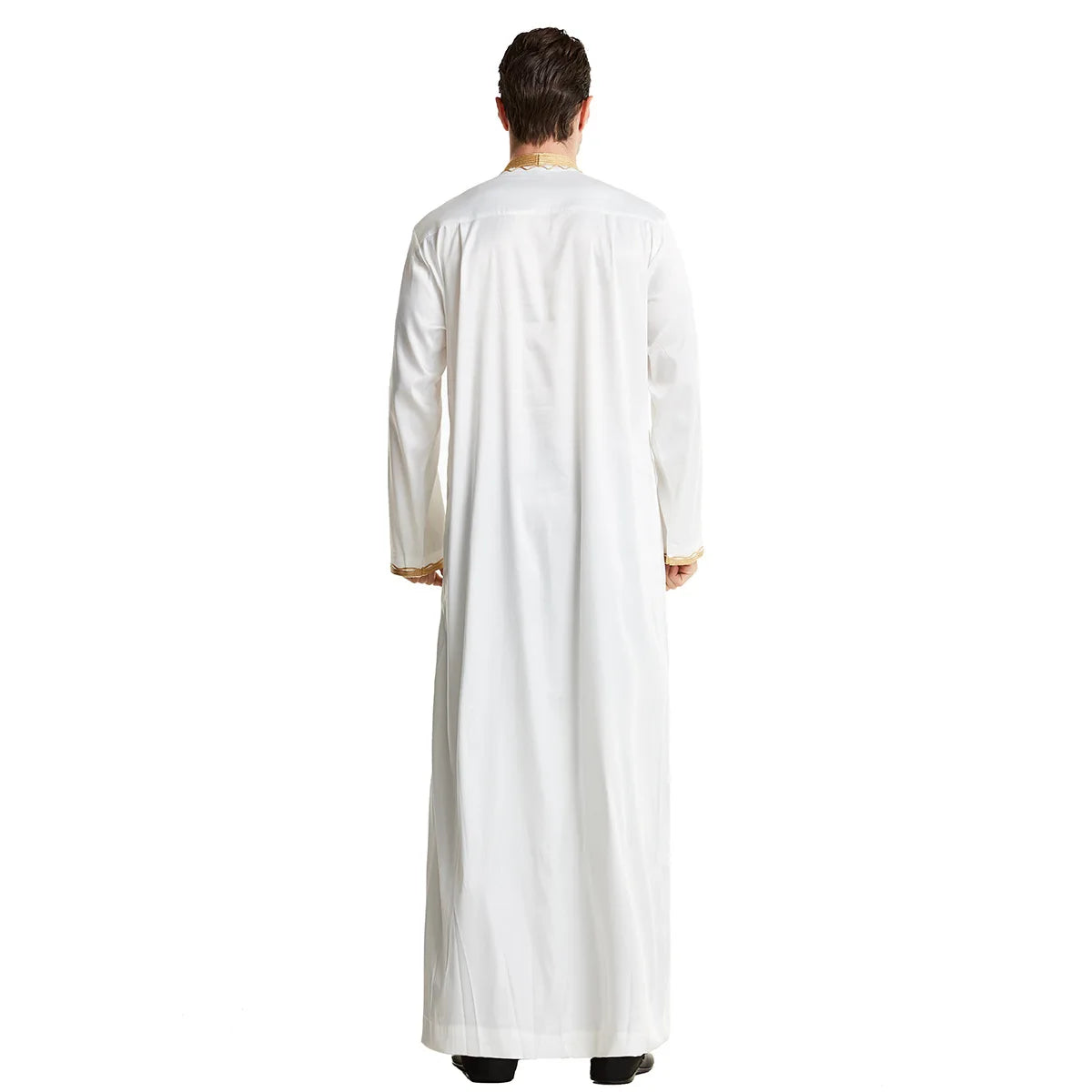 Men's Fashion Embroidered Long Robe Muslim Jubba Thobe Stand Collar Long Sleeve Daily Wear Polyester Spring Autumn