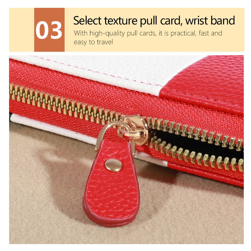 Women's Wallet RFID Blocking Multi Credit Card High Capacity Zipper Clutch Travel Bag Wrist Guard