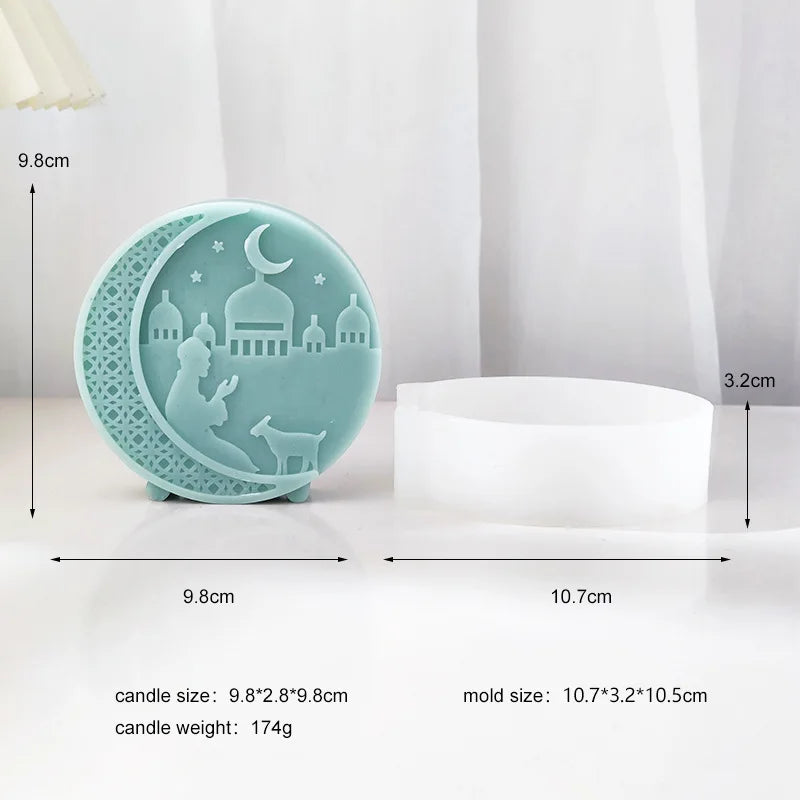 Prayer Arabic Gate Candle Silicone Mold Flat Relief Mosque Architectural Style Soap Resin Mold Eid al Fitr Decor Supplies