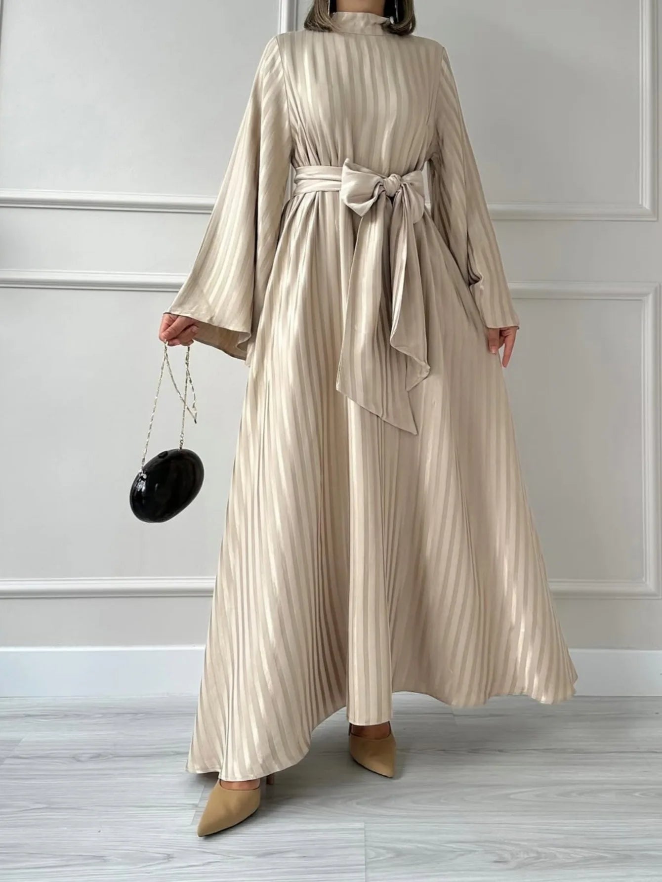 Dress for Women Flared Sleeve Plain Abaya Perfect Islamic Holiday Dubai Travel