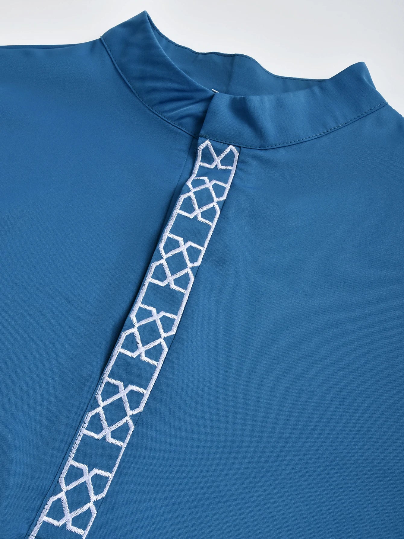 Men's Islamic Loose Abaya Long Sleeve Embroidered Stand Collar Arabic Style Traditional Muslim Jubba Thobe for Party