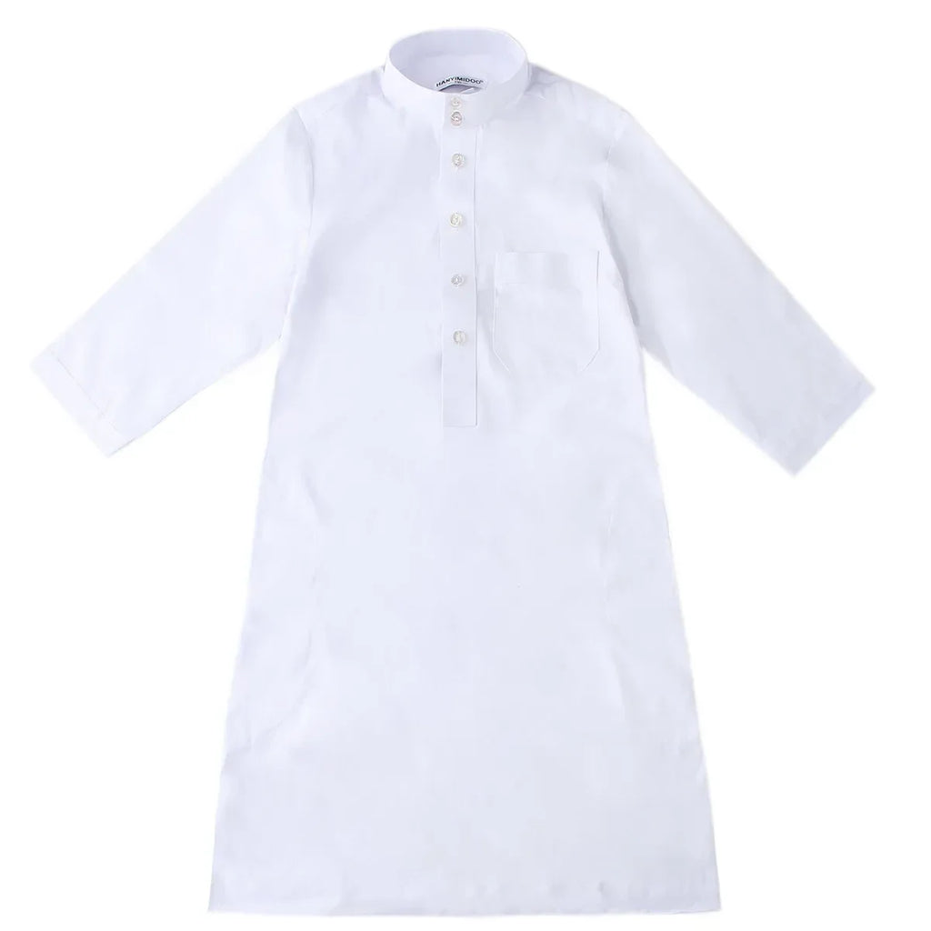 Muslim Saudi Arab Boys Robe Kids Abaya Kaftan Prayer Islam Ramadan Clothing Long Sleeve Thobe Middle East Teenage Dress Dubai