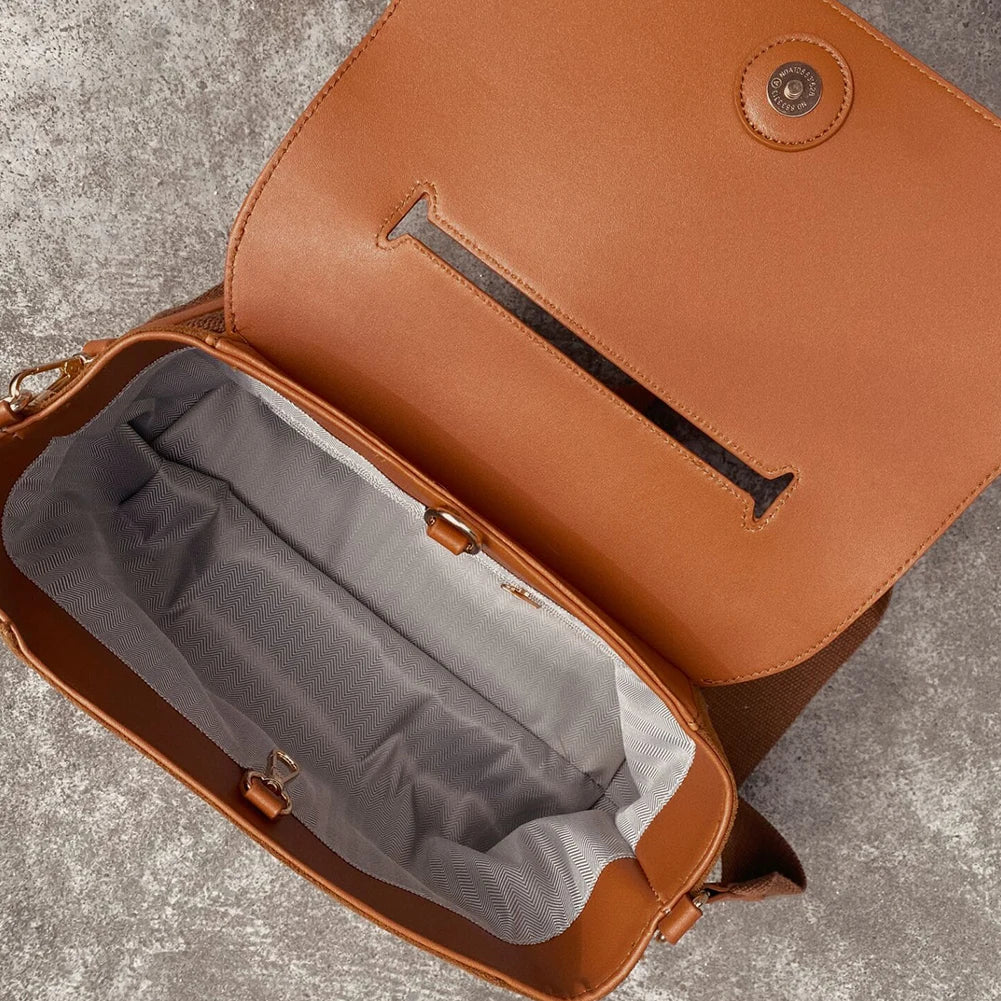 Women Vintage Crossbody Bag PU Leather Daily Shoulder Purse Large Capacity Casual Crossbody Bag Ladies Commute Bag