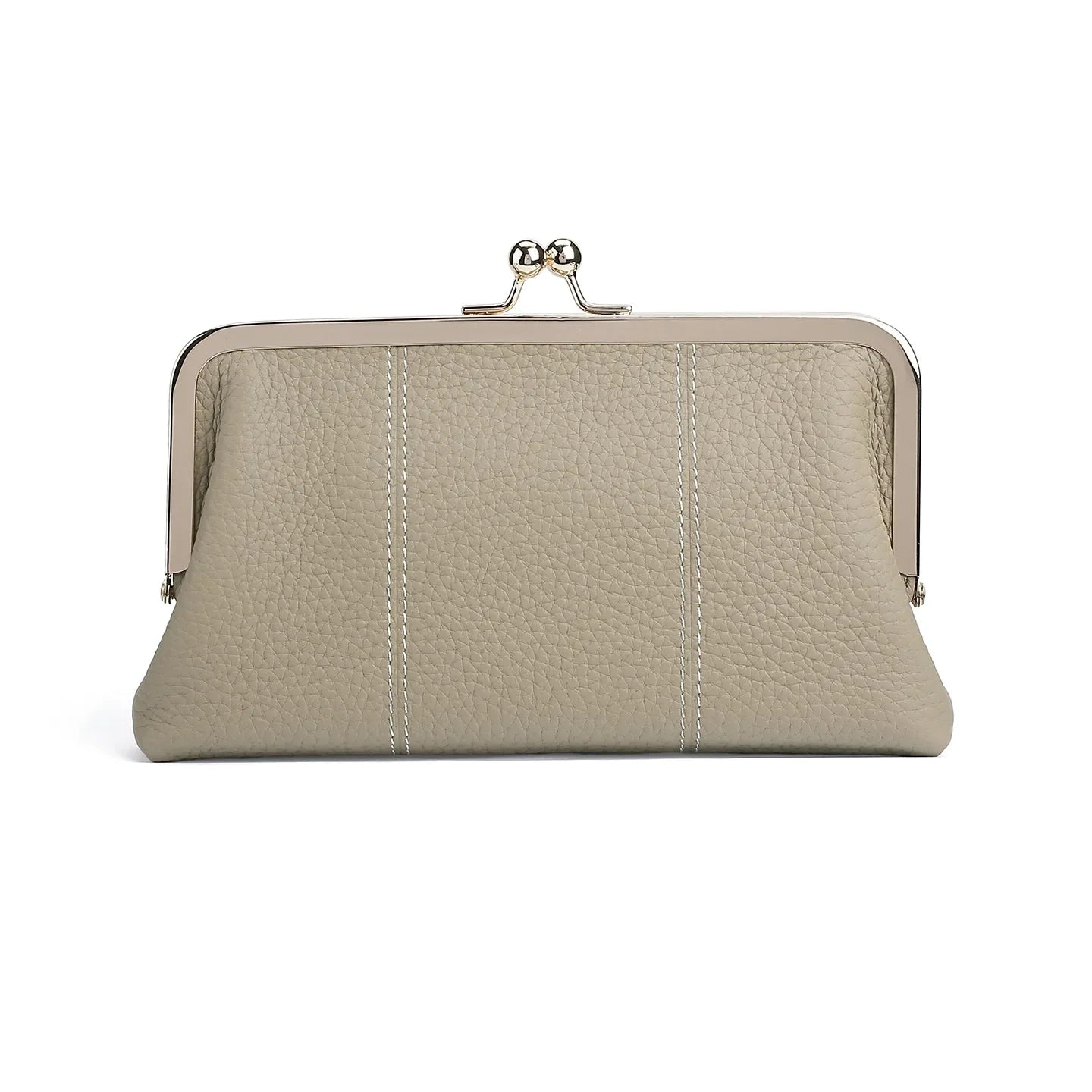 Genuine Leather Ladies Multi-Functional Clip-On Wallet Long Dinner Bag Lychee Pattern Top Layer Cowhide Handbag Soft Shell