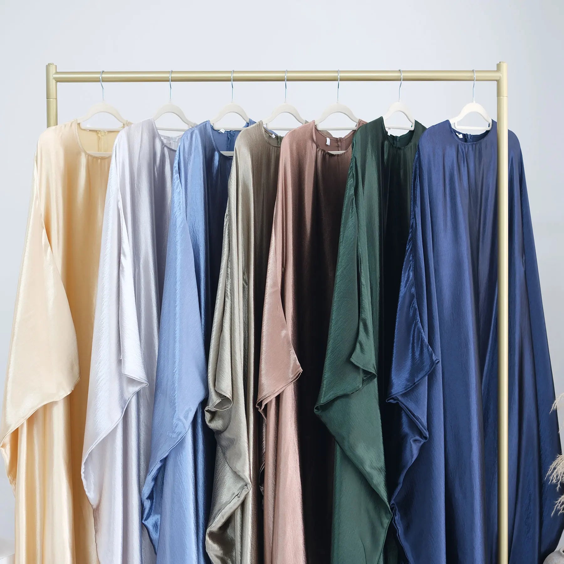 Batwing Satin Shimmer Abaya Damen Dubai Luxury Islam Muslim Kaftan Dress Women Kebaya Vestidos Djellaba Robe Femme Musulmane