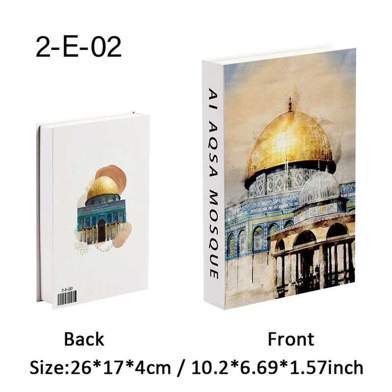 Islamic Luxury Fake Book Decorative Books Storage Box Coffee Table Interior Decoration Kaaba Mosque Muslims Bedroom Home Decor
