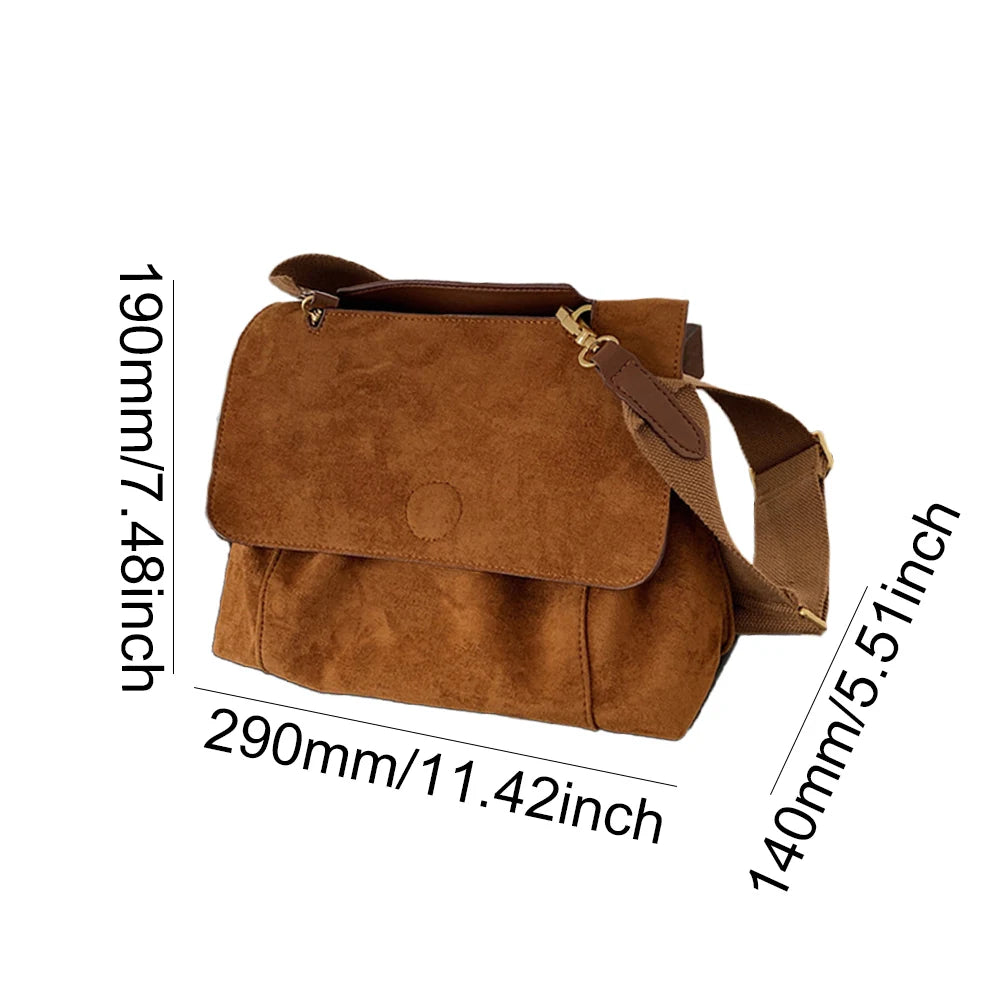 Women Vintage Crossbody Bag PU Leather Daily Shoulder Purse Large Capacity Casual Crossbody Bag Ladies Commute Bag