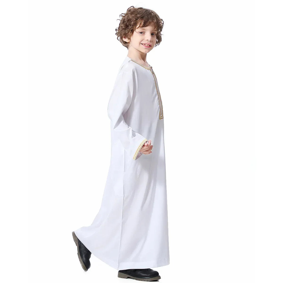 Muslim Saudi Arab Boys Robe Kids Abaya Kaftan Prayer Islam Ramadan Clothing Long Sleeve Thobe Middle East Teenage Dress Dubai