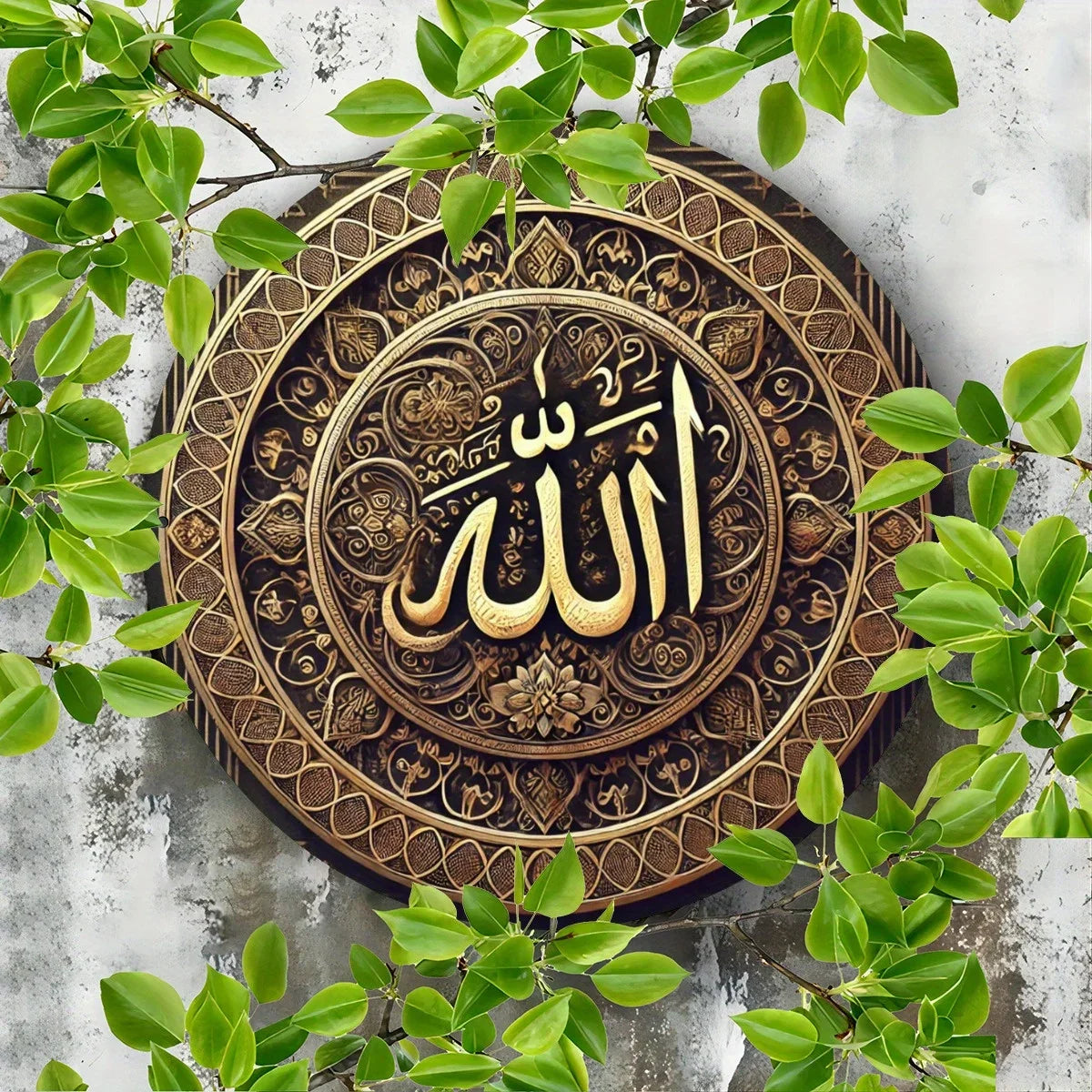 Tin Sign，Islamic Calligraphy Wall Art Plate Antique Civilization Symbol ， Retro Metal Tin Sign, Major Material: Iron,Home Decor