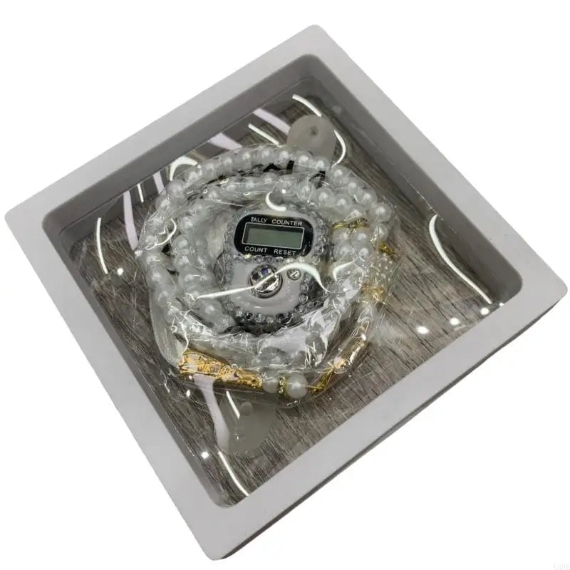 Y3NE 99-Prayer Tasbih Beads Rosary Beads with Counter Tasbih Prayer Beads Wrap Bracelets Necklace Eid Prayer Beads for Adult