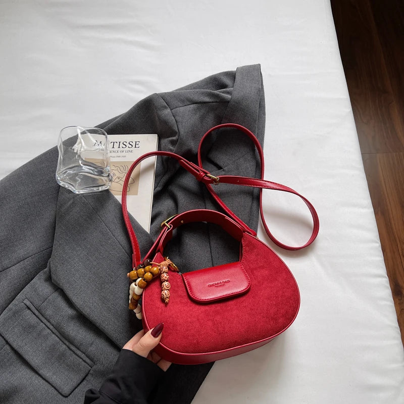 LEFTSIDE Retro PU Leather Small Saddle Bag Winter Shoulder Bag Luxury Crossbody Bag Females Luxury Handbags and Purses