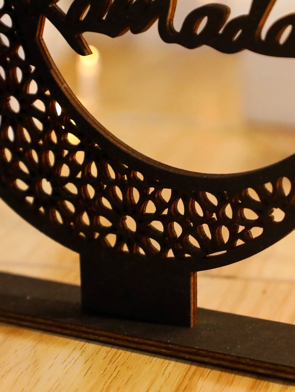 Eid Mubarak Wooden Moon Ornaments，Black Ramadan Kareem muslim decor ，Happy Ramadan Table decorations，Islamic Festival Decoration