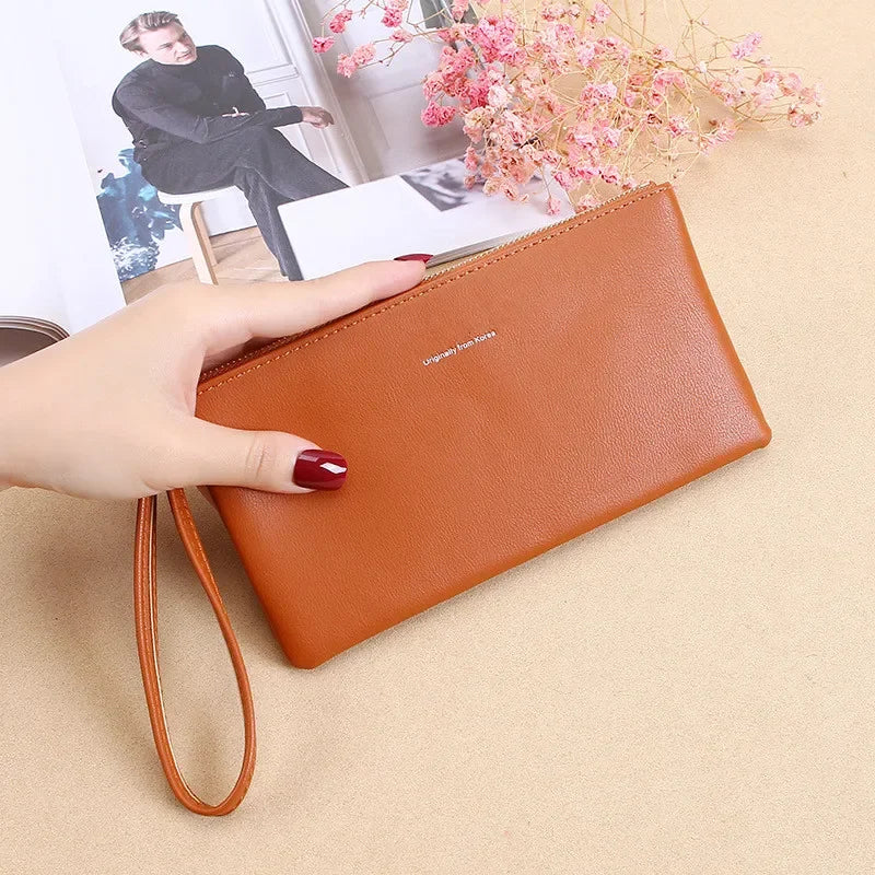 Women Wallet Female Purse Soft Leather Long Coin Purse Card Holder Money Clutch Large Capacity Vintage Zipper Slim Wallet